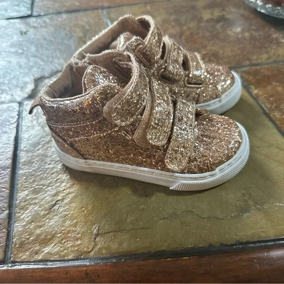 Sparkly Gold Kids Shoes - Picture 3 of 9